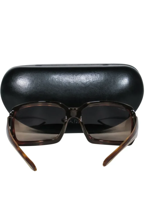 Prada - Brown Tortoise Shell Square Oversized Sunglasses