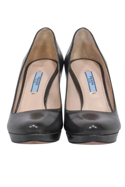 Prada - Dark Gunmetal Gray Patent Leather Pumps Sz 7