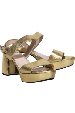 Prada - Gold Metallic Platform Sandals Sz 6.5