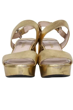Prada - Gold Metallic Platform Sandals Sz 6.5