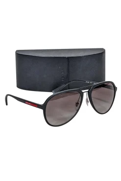 Prada - Matte Black Aviator Sunglasses