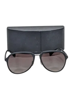 Prada - Matte Black Aviator Sunglasses