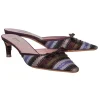 Prada - Purple Satin Ribbon Striped Kitten Heel Mules Sz 8