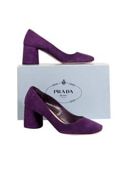 Prada - Purple Suede Rounded Toe Low Pumps Sz 8