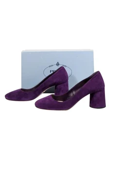 Prada - Purple Suede Rounded Toe Low Pumps Sz 8