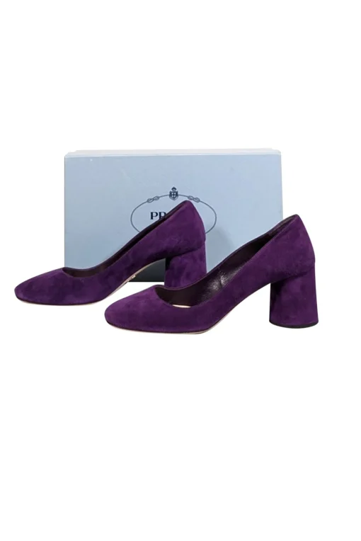 Prada - Purple Suede Rounded Toe Low Pumps Sz 8