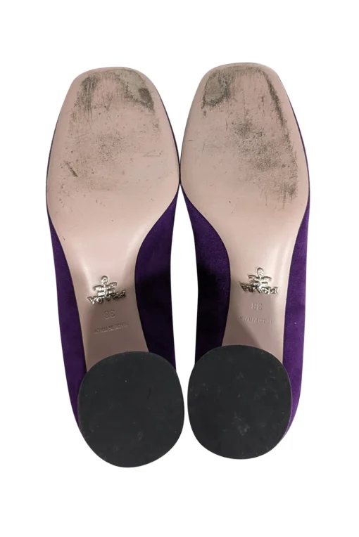 Prada - Purple Suede Rounded Toe Low Pumps Sz 8