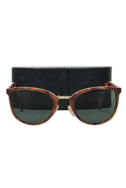 Prada - Tan Tortoise Round Sunglasses