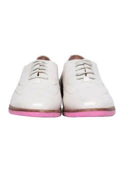 Pretty Ballerinas - Cream Lace-Up Oxfords w/ Pink Sole Sz 6