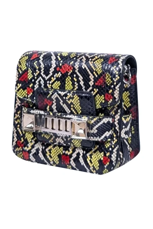 Proenza Schouler - Black & Multi Color Snake Skin Print Crossbody Bag
