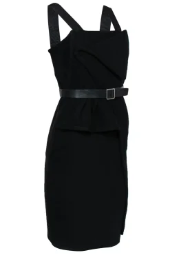 Proenza Schouler - Black Wool Belted Dress Sz 2