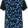 Proenza Schouler - Blue & Black Patterned Silk & Cotton T-Shirt Sz XS