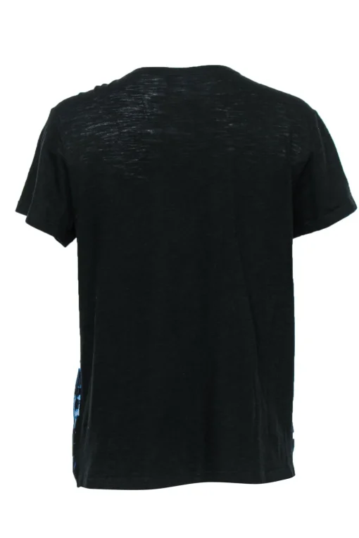 Proenza Schouler - Blue & Black Patterned Silk & Cotton T-Shirt Sz XS