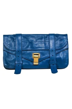 Proenza Schouler - Blue Leather Clasp Front Clutch