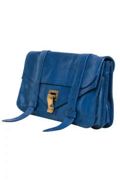 Proenza Schouler - Blue Leather Clasp Front Clutch