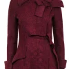 Proenza Schouler - Maroon Double Breasted Snap Button-Up Wool Peacoat w/ Wrap Tie Sz 2