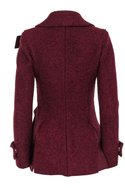 Proenza Schouler - Maroon Double Breasted Snap Button-Up Wool Peacoat w/ Wrap Tie Sz 2