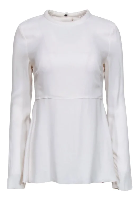 Proenza Schouler - White Long Sleeve Top w/ Cut Out Back Sz 4