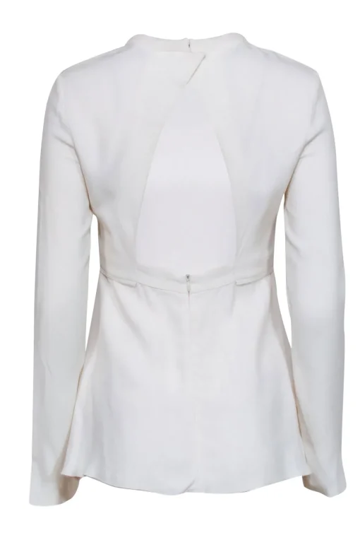 Proenza Schouler - White Long Sleeve Top w/ Cut Out Back Sz 4