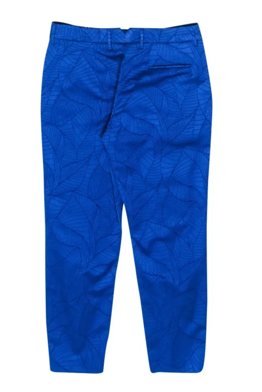 PT01 - Blue Brocade Pleated Pants Sz 6
