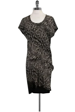 Pure DKNY - Black & Tan Printed Dress Sz P