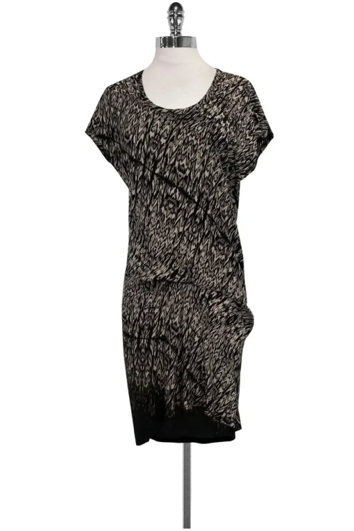 Pure DKNY - Black & Tan Printed Dress Sz P