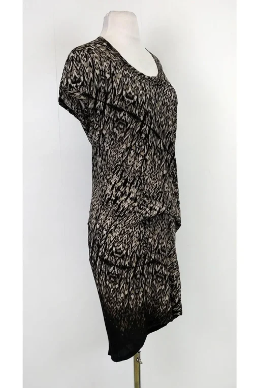Pure DKNY - Black & Tan Printed Dress Sz P