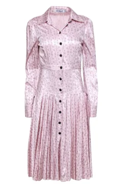 Rachel Antonoff - Pink Waiter Print Long Sleeve Button Front Dress Sz 4