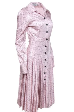 Rachel Antonoff - Pink Waiter Print Long Sleeve Button Front Dress Sz 4