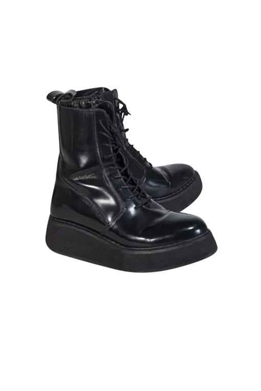 Rachel Comey - Black Leather Lace Up Combat Boots Sz 8