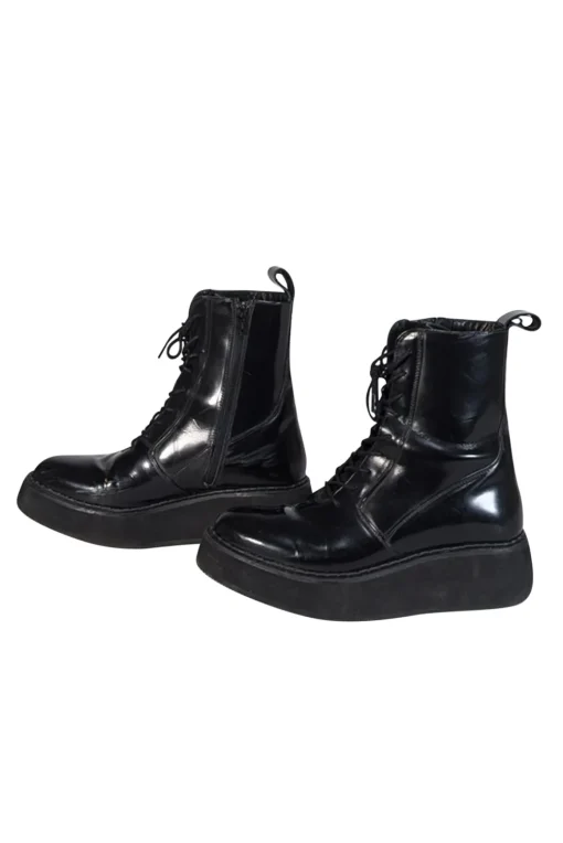 Rachel Comey - Black Leather Lace Up Combat Boots Sz 8