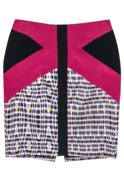 Rachel Roy - Purple & Black Silk Pencil Skirt w/ Kaleidoscope Print Sz 12