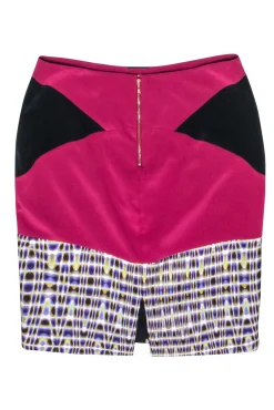 Rachel Roy - Purple & Black Silk Pencil Skirt w/ Kaleidoscope Print Sz 12