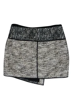 Rachel Zoe - Black, White, & Gold, Textured Woven Moto Zip Skirt Sz 2