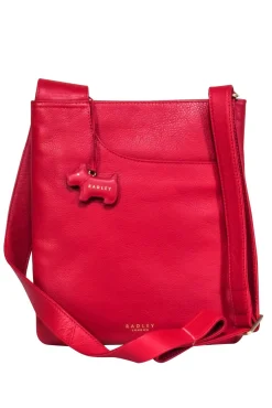 Radley London - Red Leather Shoulder Bag w/ Dog Logo Charm