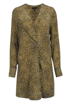 Rag & Bone - Beige & Black Leopard Print Long Sleeve Dress Sz S