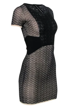 Rag & Bone - Black & Beige Fitted Knit Mini Dress Sz XS