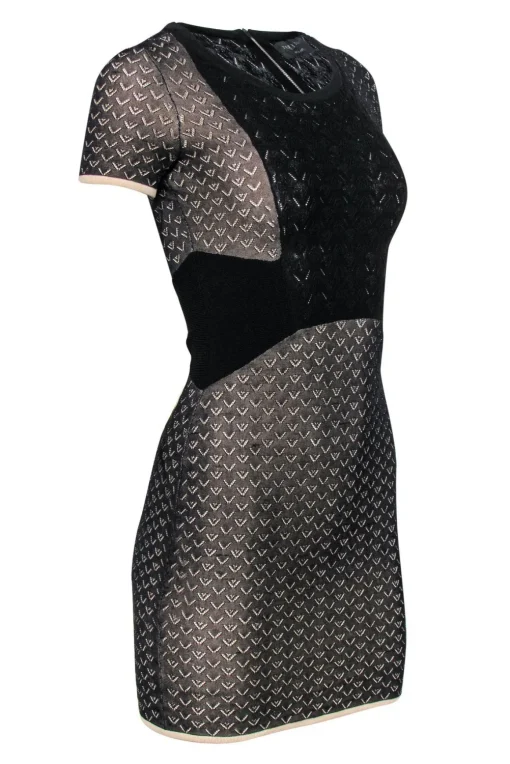 Rag & Bone - Black & Beige Fitted Knit Mini Dress Sz XS