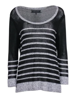 Rag & Bone - Black & Grey Striped Knit Sweater Sz M