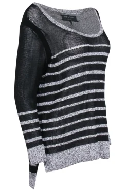 Rag & Bone - Black & Grey Striped Knit Sweater Sz M