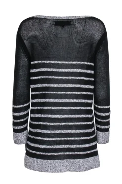Rag & Bone - Black & Grey Striped Knit Sweater Sz M