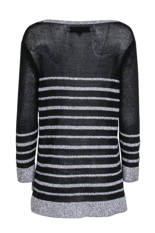 Rag & Bone - Black & Grey Striped Knit Sweater Sz M