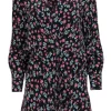 Rag & Bone - Black & Multicolor Floral Faux Wrap Silk "Shields" Dress Sz XXS