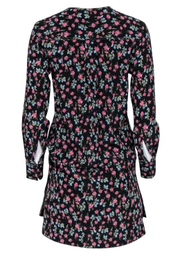 Rag & Bone - Black & Multicolor Floral Faux Wrap Silk 
