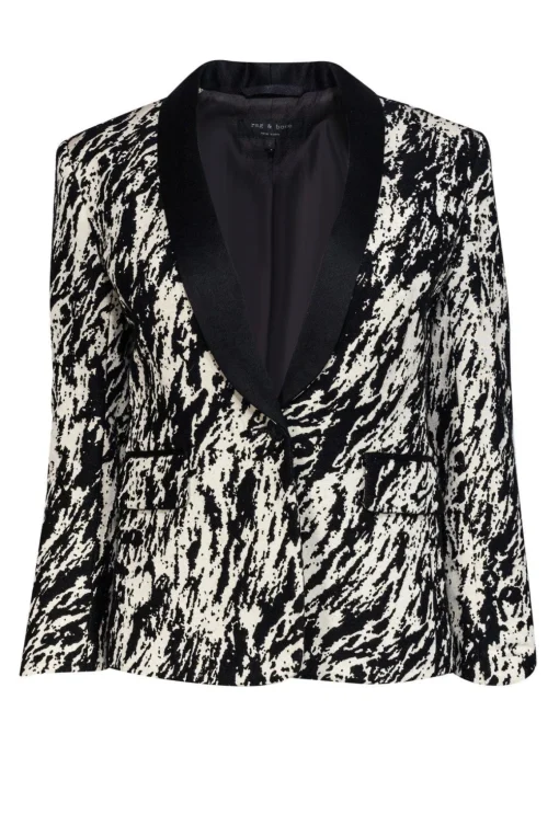 Rag & Bone - Black & White Marbled Look Blazer Sz 2
