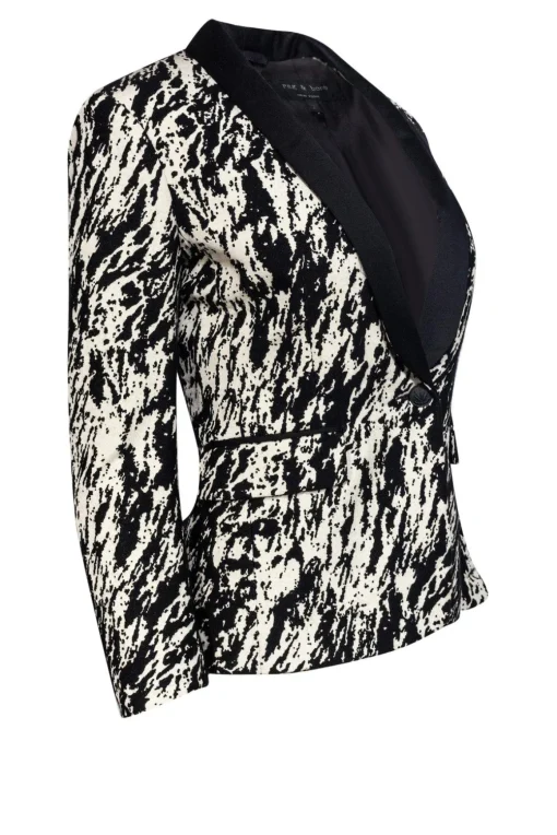 Rag & Bone - Black & White Marbled Look Blazer Sz 2