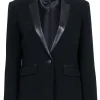 Rag & Bone - Black Blazer w/ Lamb Leather Lapel Sz 6
