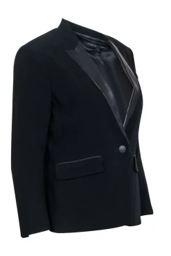 Rag & Bone - Black Blazer w/ Lamb Leather Lapel Sz 6