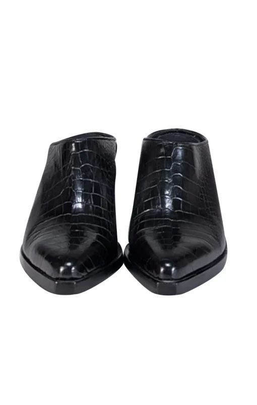 Rag & Bone - Black Croc Embossed Leather Mules Sz 7