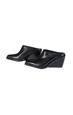 Rag & Bone - Black Croc Embossed Leather Mules Sz 7